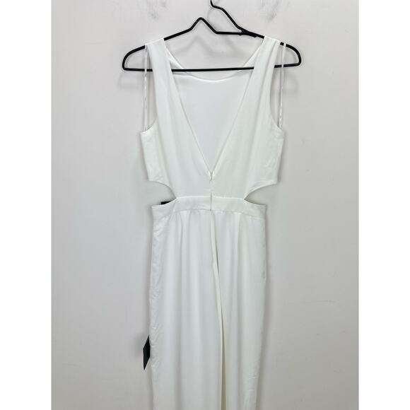 Lulus Moments to Remember White Sleeveless Wide Leg Cutout Jumpsuit Small NWT - Picture 10 of 11
